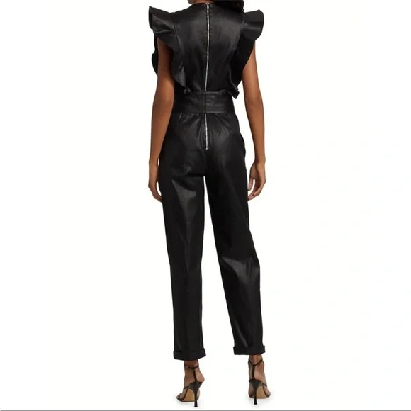 Stunning 7 For All Mankind Coated Denim Ruffle Jumpsuit NWT - Picture 5 of 8